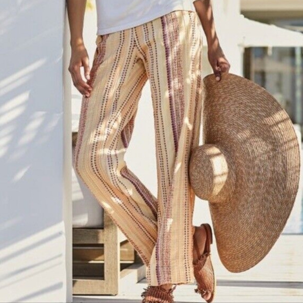 Soft Surrondings Jumeirah Petite Boho Textured Hippie Pants Size P Small